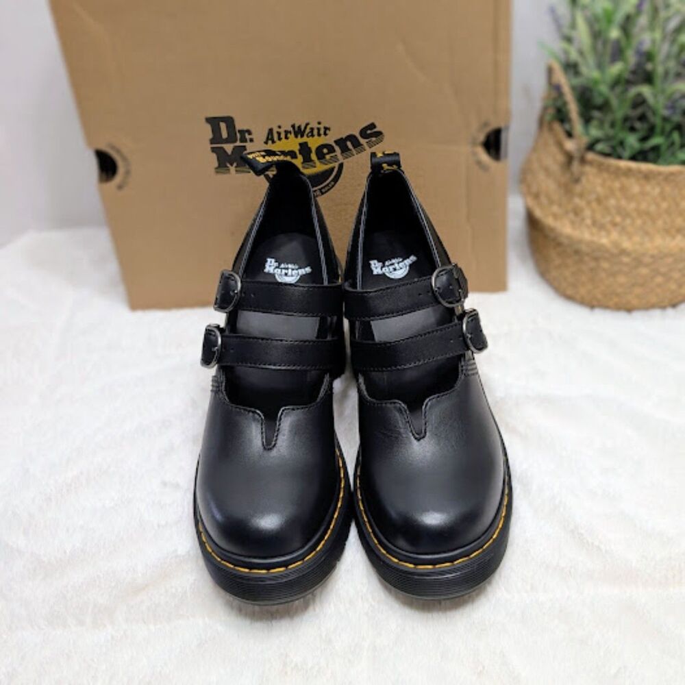 Dr. Martens Eviee Black Sendal Leather Heeled Shoes Women's 10 UK 8 NIB - Picture 5 of 15